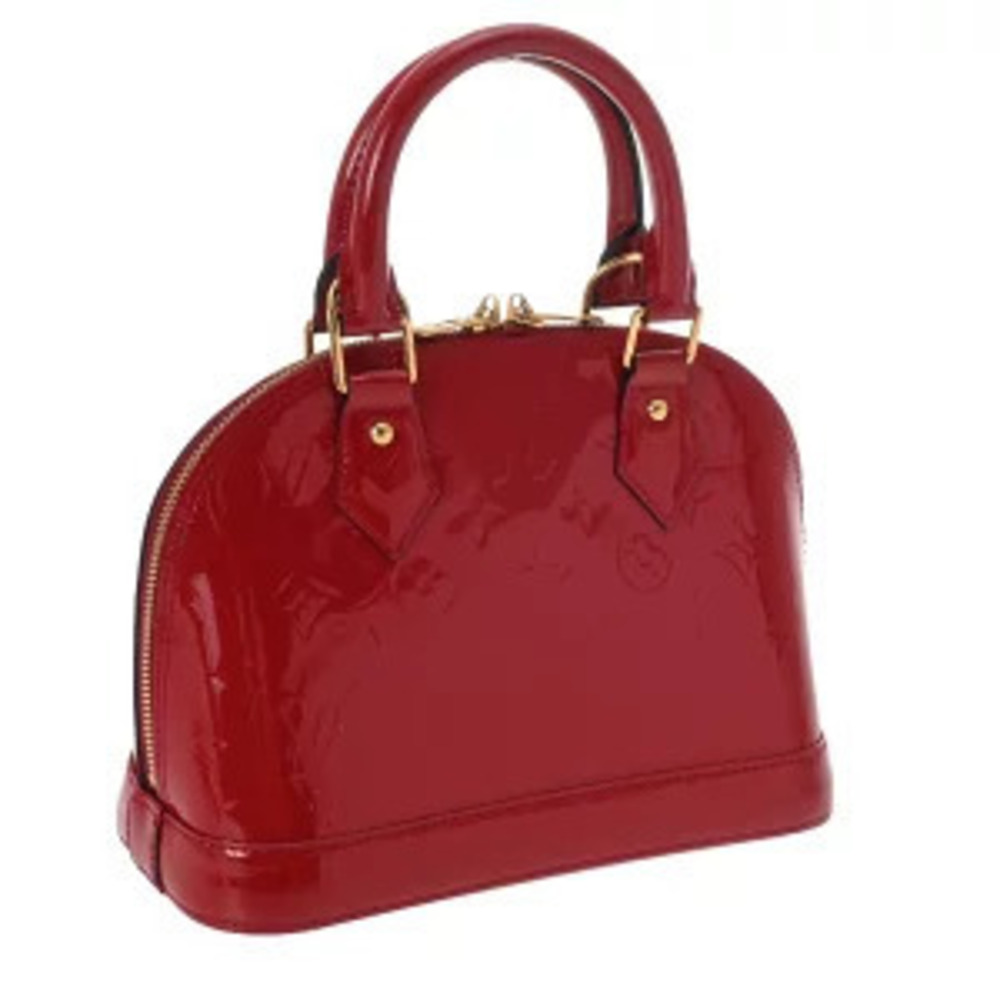 Louis Vuitton Red Handbag Cerise Alma Monogram Vernis